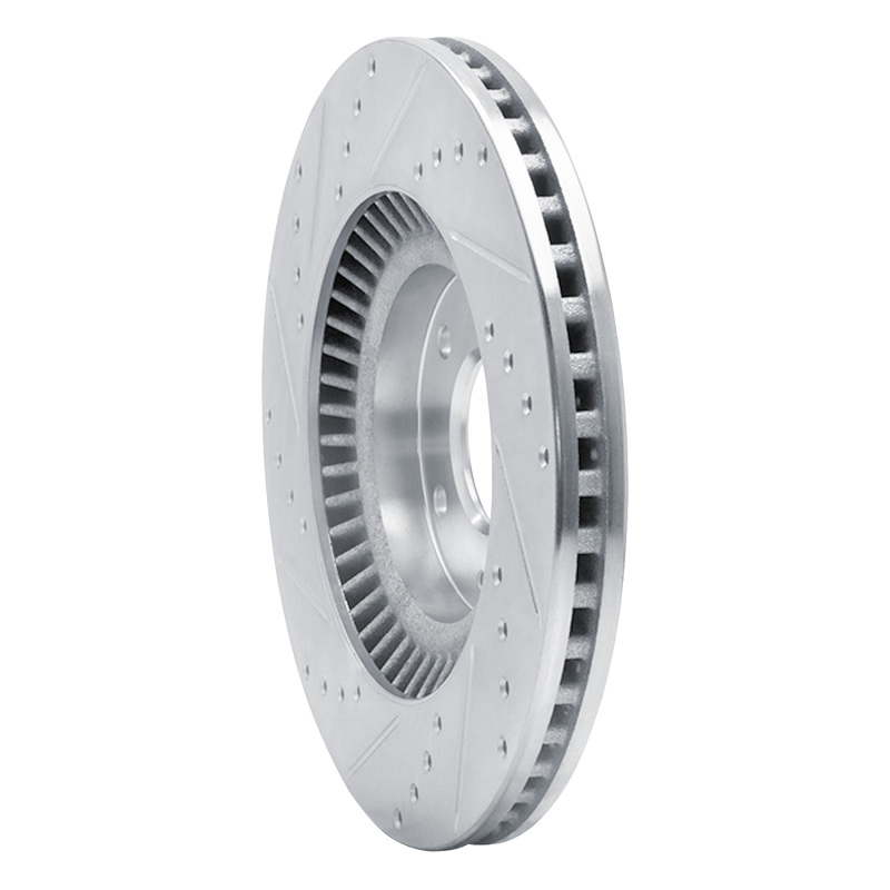 Hyundai Santa Fe Brake Rotor (1) - Front Right - R1 Concepts - Drilled & Slotted - Silver - `13-`20
